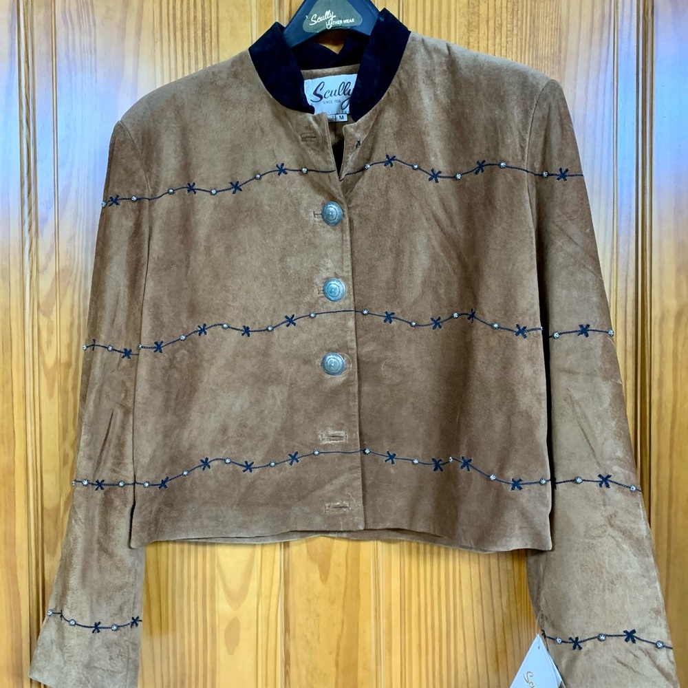 Scully Brown Embroidered Women's Jacket with Barb Wire Accents